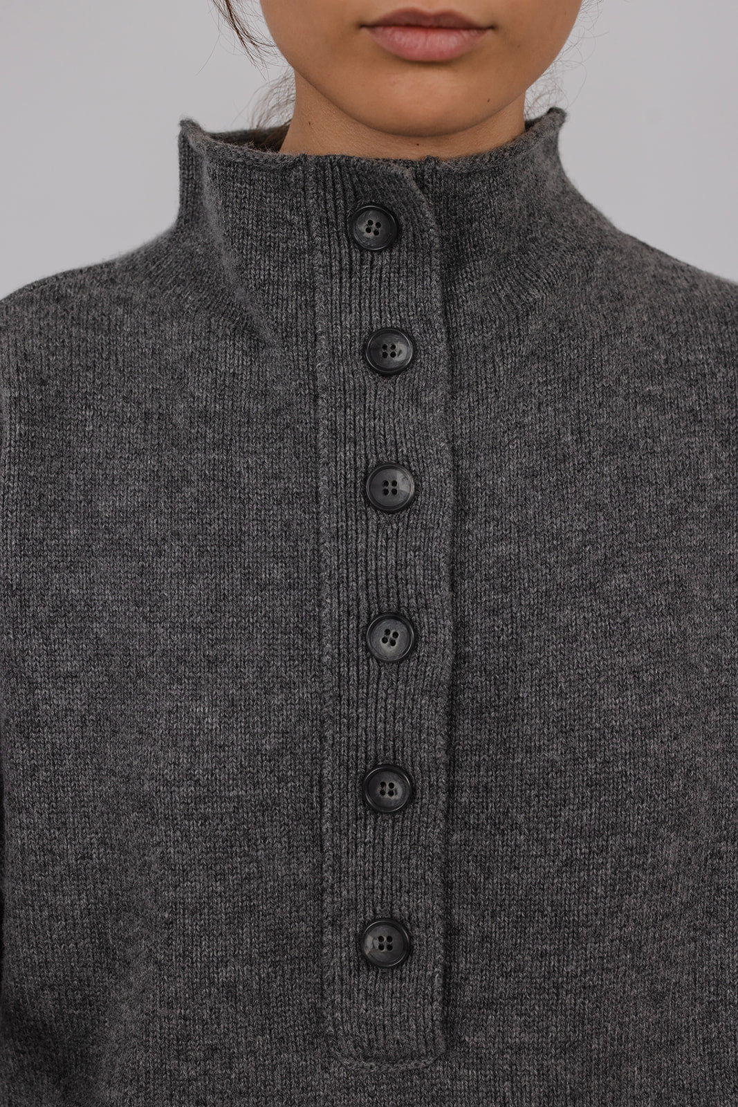 Hilary cashmere and wool placket front Knit