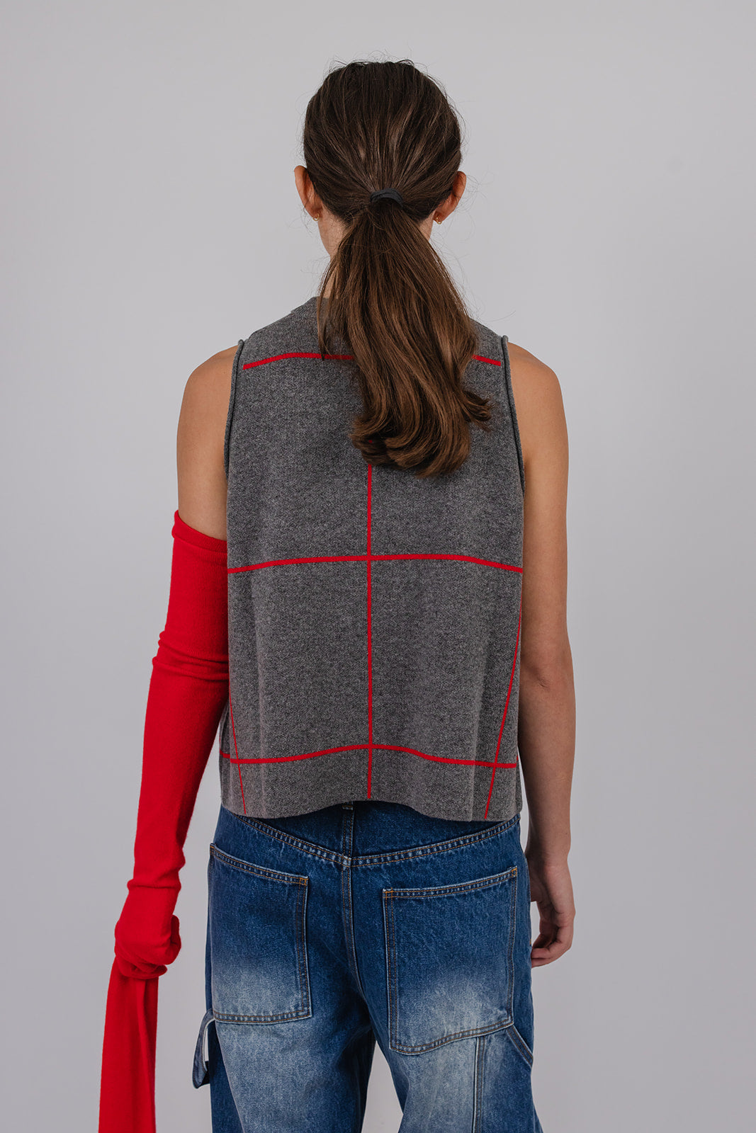 Martha cashmere and wool Vest in Windowpane