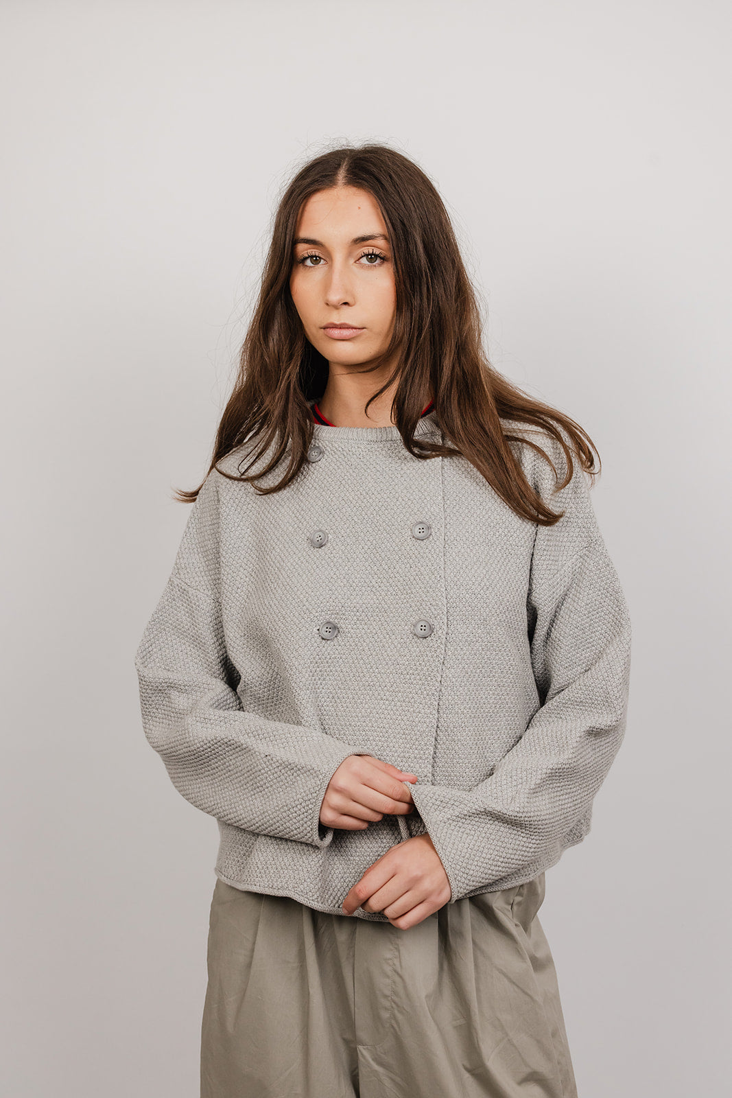 Tilly double breasted cotton Knit