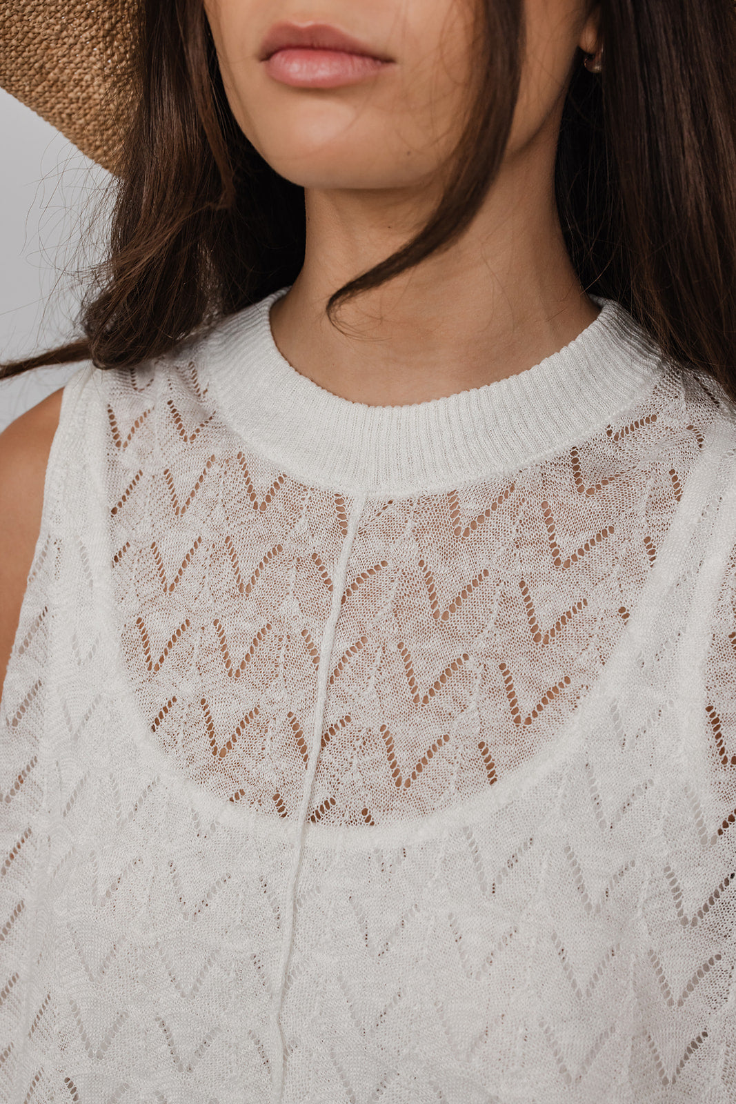 Martha linen knit Scallop top