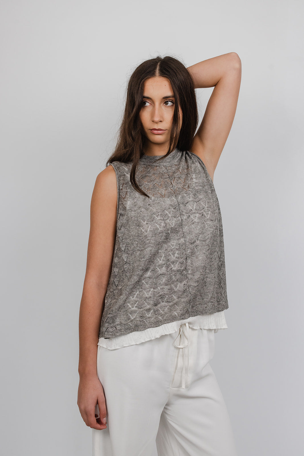 Martha linen knit Scallop top