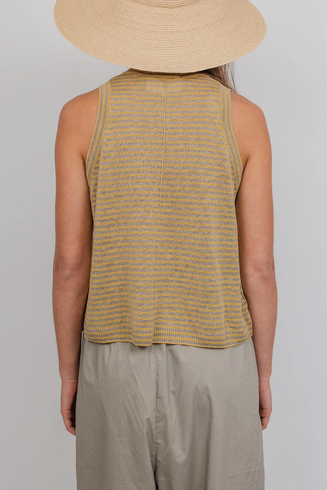 Clem linen knit Vest in Stripe