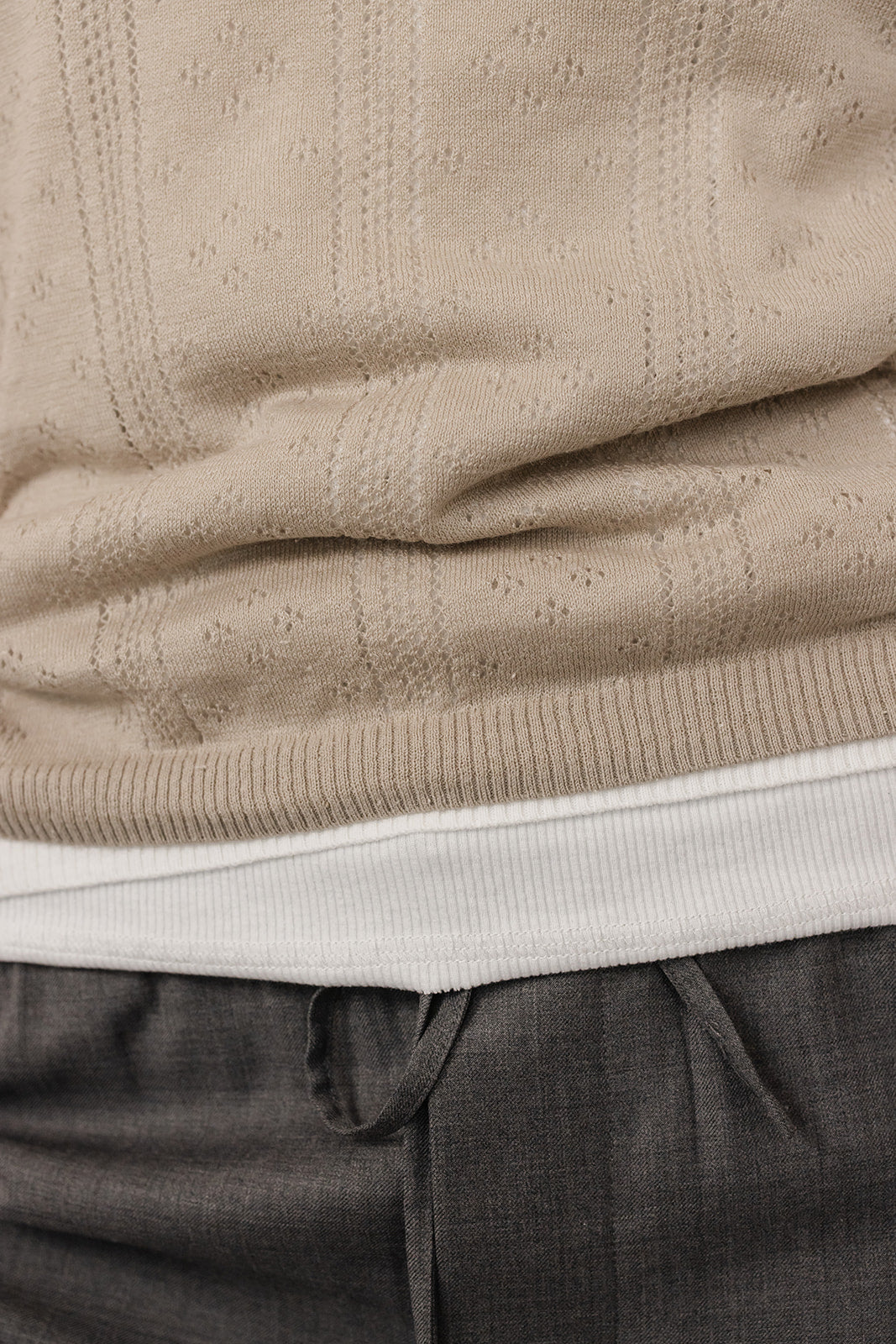 Simon in linen and cotton knit Pointelle