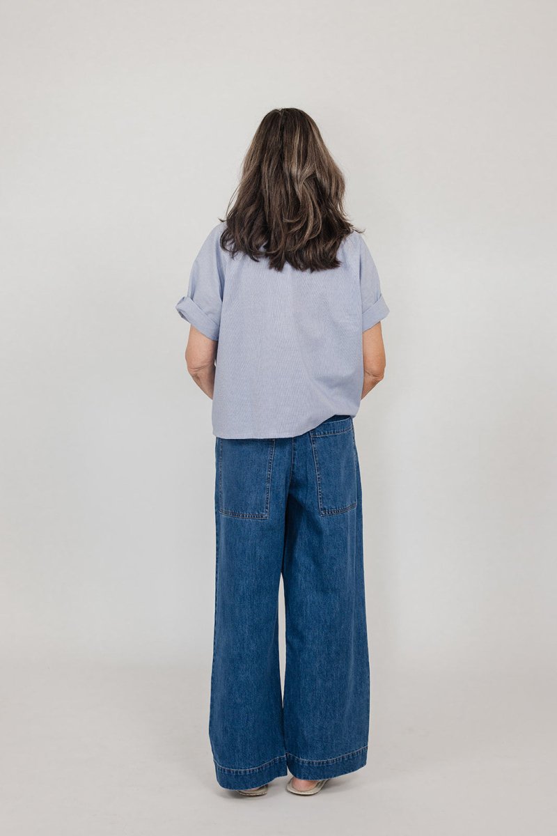 Frankie Pleat Pant in Denim