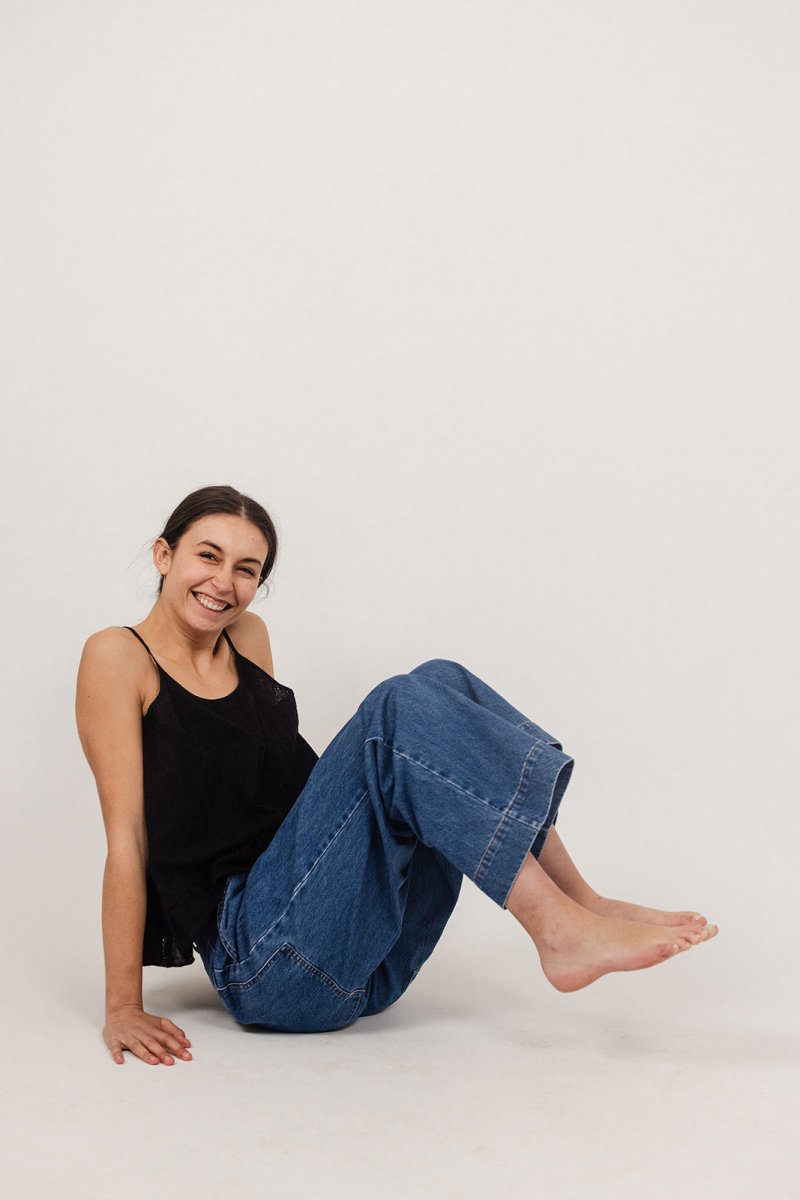 Frankie Pleat Pant in Denim