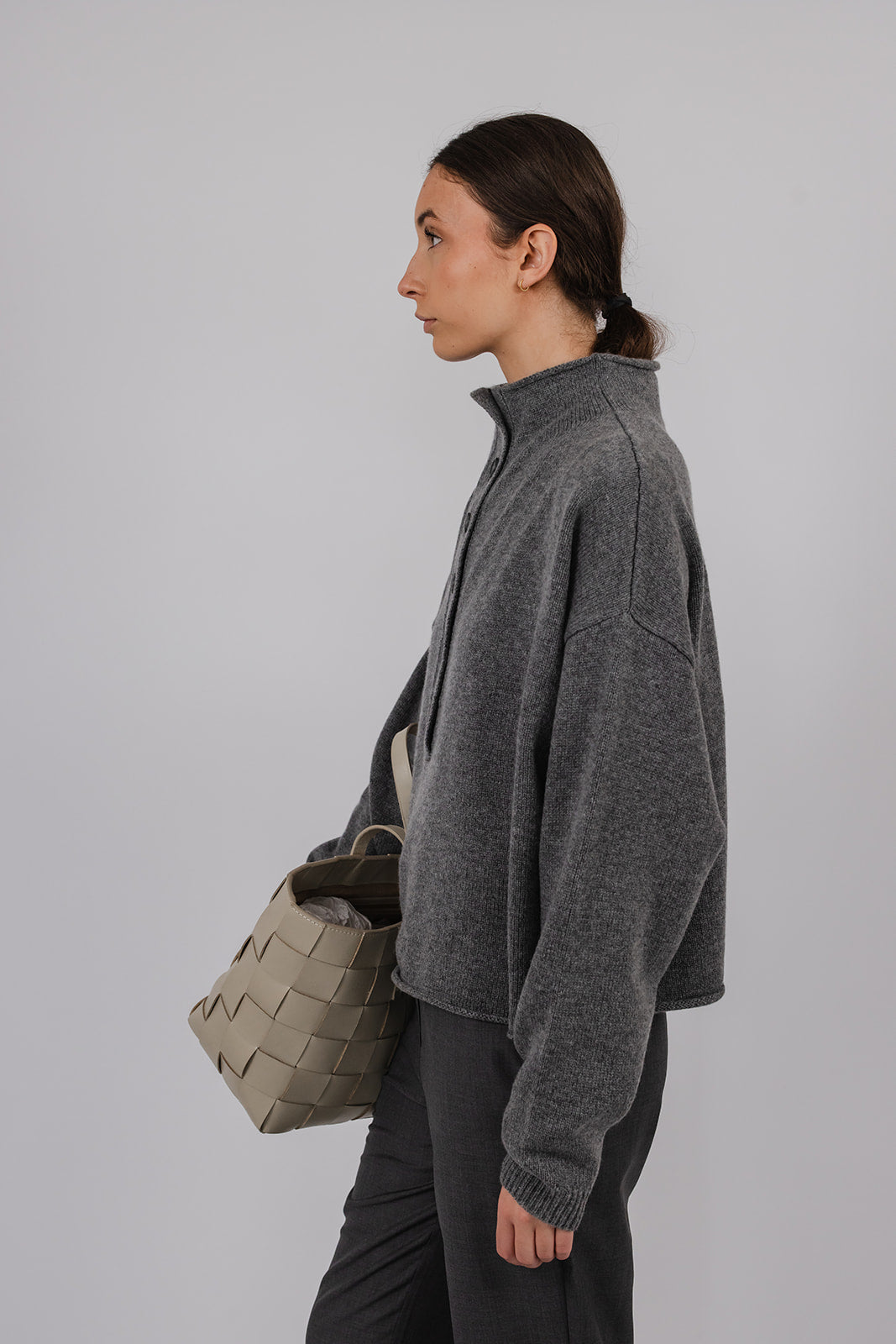 Hilary cashmere and wool placket front Knit