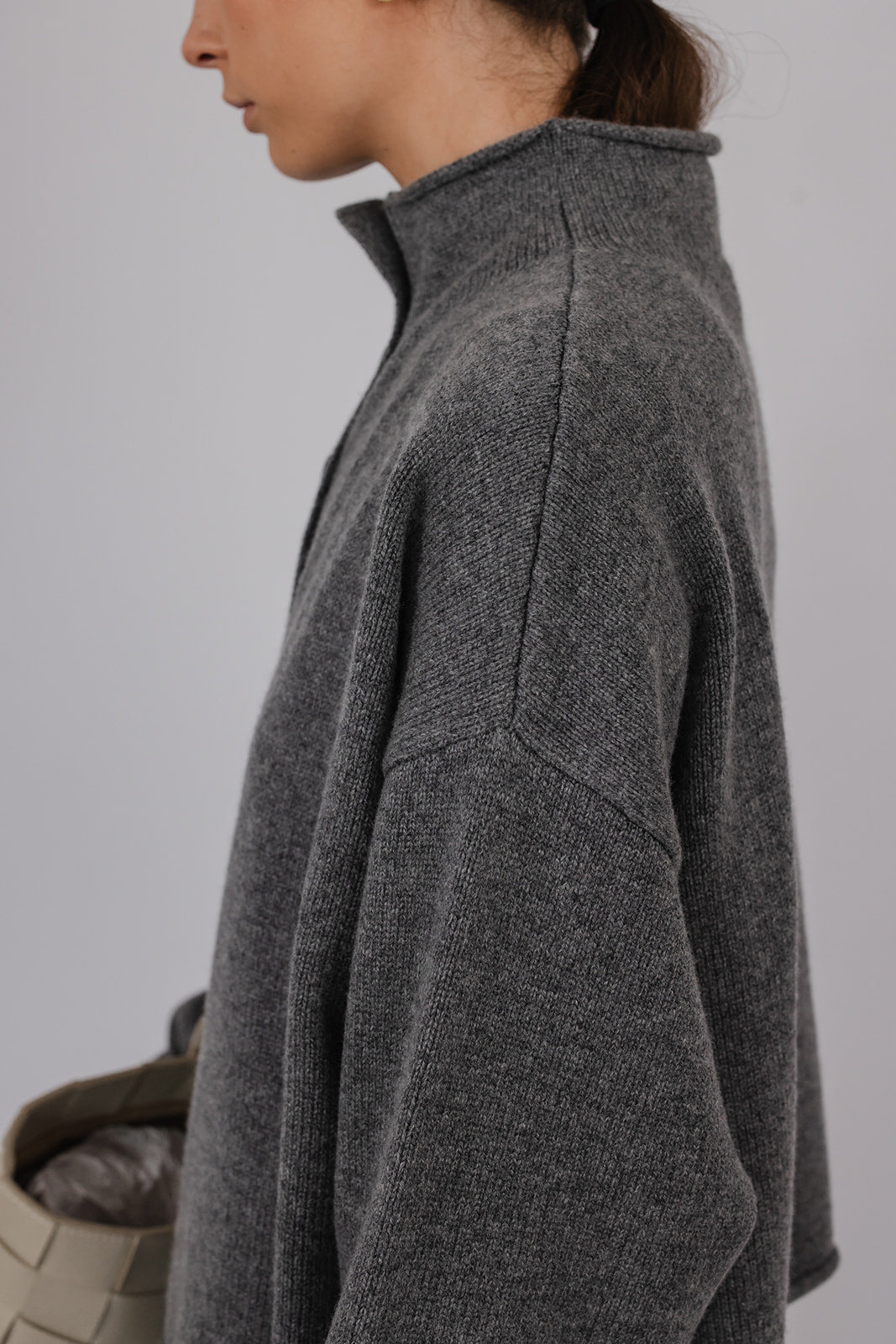 Hilary cashmere and wool placket front Knit