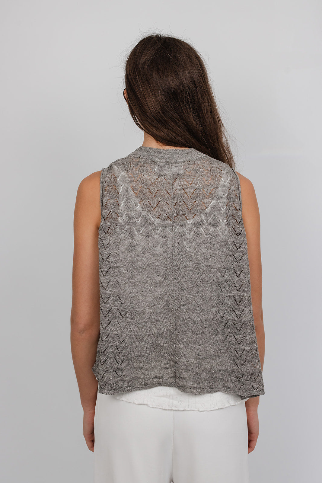 Martha linen knit Scallop top