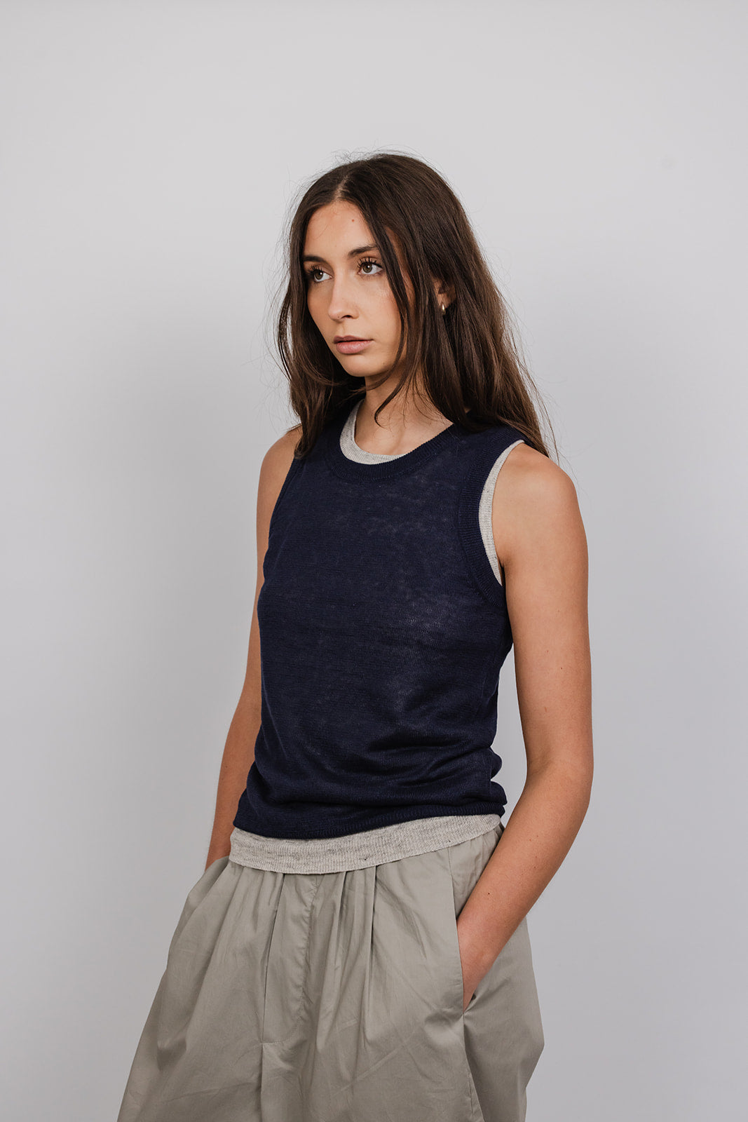 Sara singlet in Linen knit