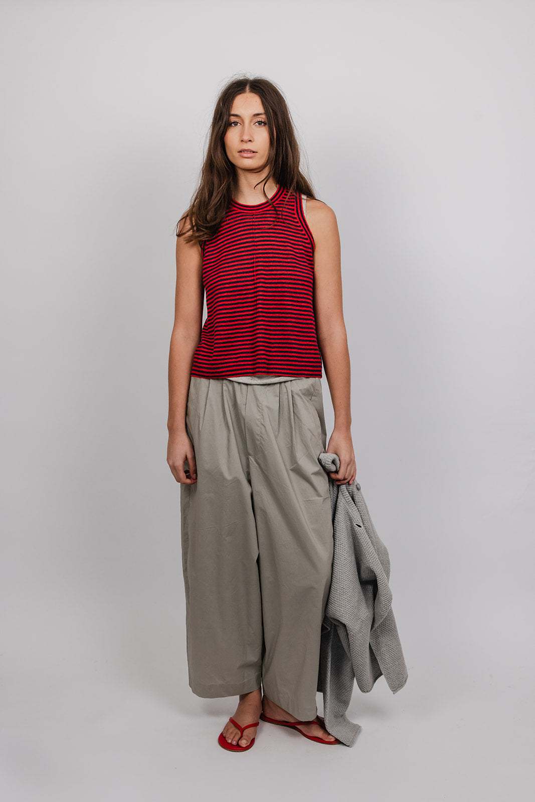 Clem linen knit Vest in Stripe