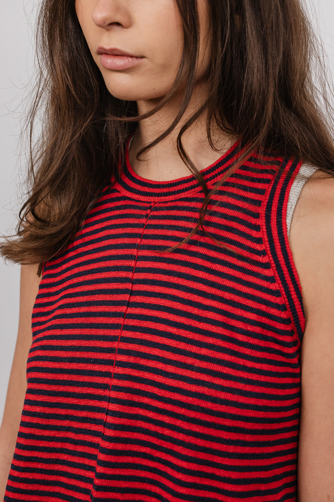 Clem linen knit Vest in Stripe