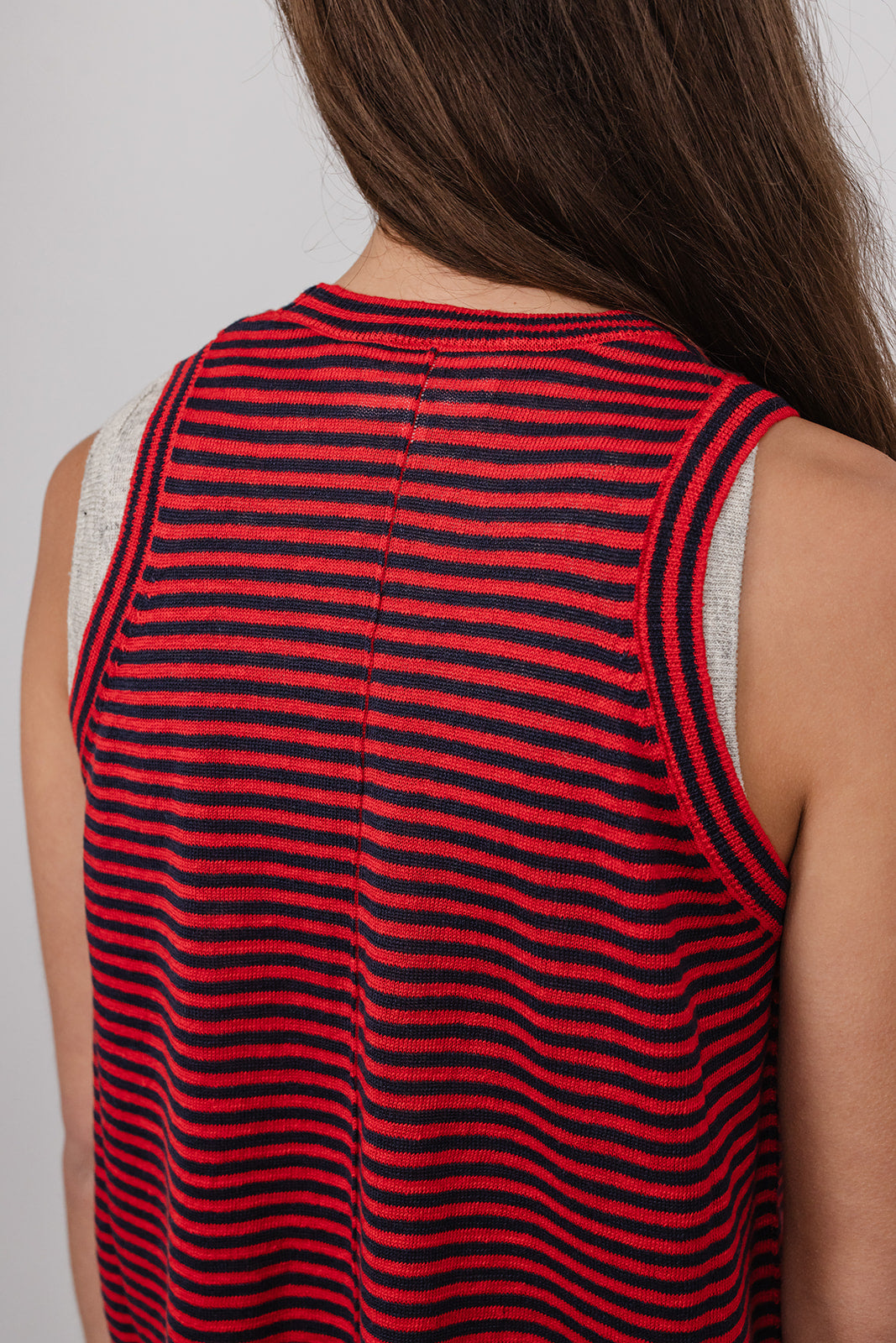 Clem linen knit Vest in Stripe