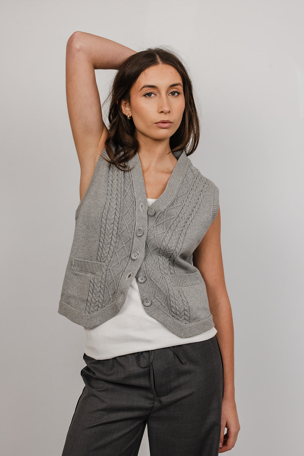 Beth cable knit cotton Vest