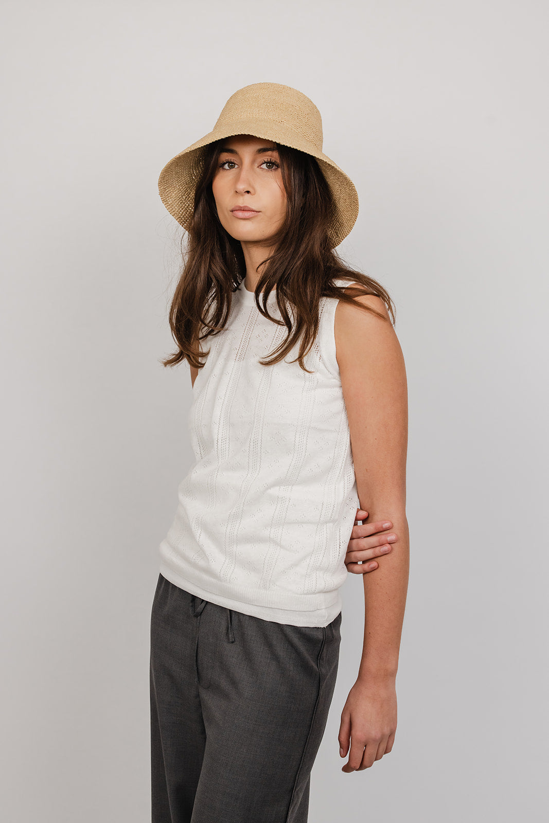 Simon in linen and cotton knit Pointelle