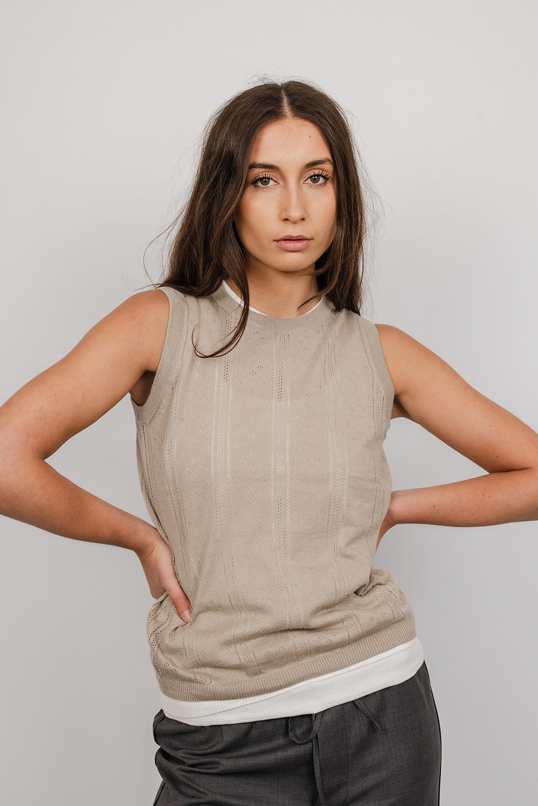 Simon in linen and cotton knit Pointelle