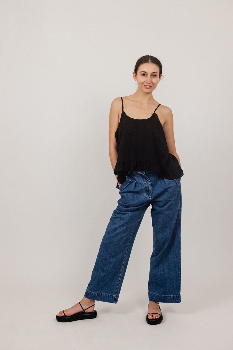 Frankie Pleat Pant in Denim